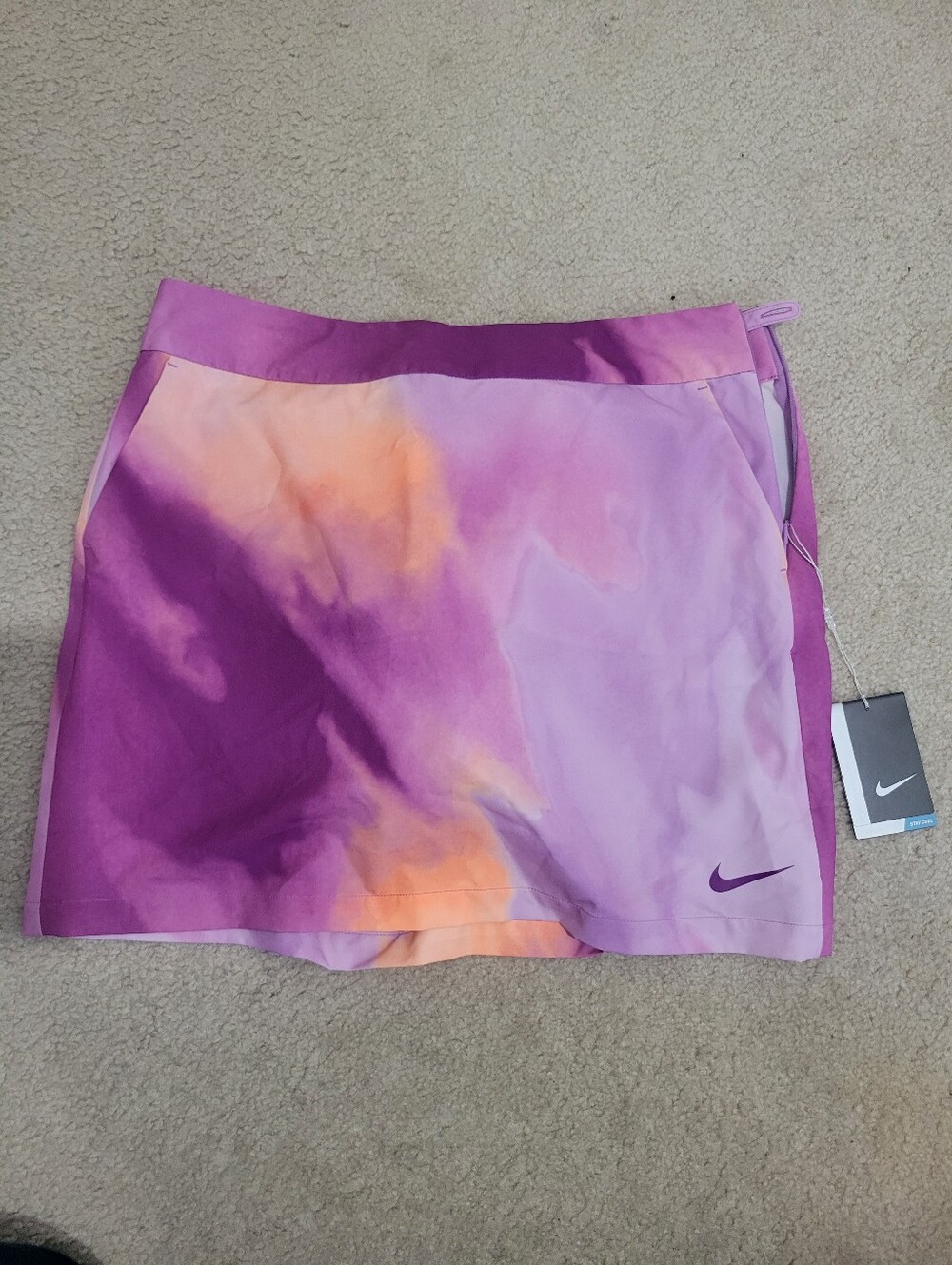 Nike Golf Skort Womens 10 NWT Purple Orange Abstract Print Athletic Tennis Skirt